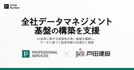 primeNumber、戸田建設の全社データマネジメント基盤