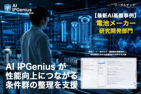 電池メーカー研究開発部門での初導入事例 AI IPGenius