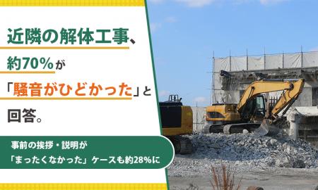 近隣の解体工事、約70％が「騒音がひどかった」と回答