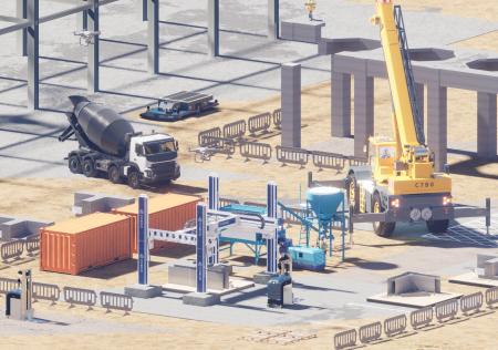 建設用3Dプリンタを活用した柱・梁・スラブ一体型大型