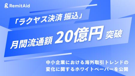 国際決済の「ラクヤス決済 振込」、単体での月間流通 国際決済の「ラクヤス決済 振込」、単体での月間流通