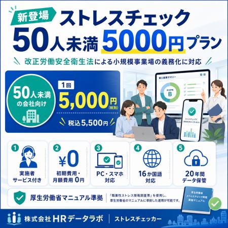 株式会社HRデータラボ、従業員50人未満の事業場向け「 株式会社HRデータラボ、従業員50人未満の事業場向け「