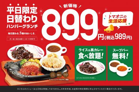【生活応援！899円(税込989円)】日替わりハンバーグラ