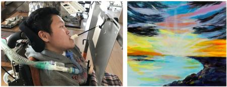 「絵画展 口と足で表現する世界の芸術家たち」を広島