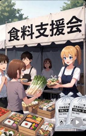 食料支援会　物価高騰対策ゴミ袋を同時配布