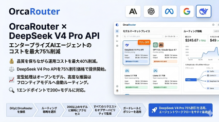 OrcaRouter、DeepSeek V4 Pro APIを75%割引価格で提供