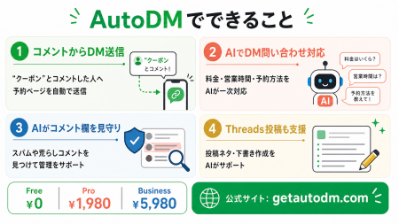 Instagram DM自動化ツール「AutoDM」、2026年5月7日に Instagram DM自動化ツール「AutoDM」、2026年5月7日に