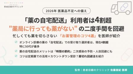 【2026年 医薬品不足への備え】「薬の自宅配送」利用