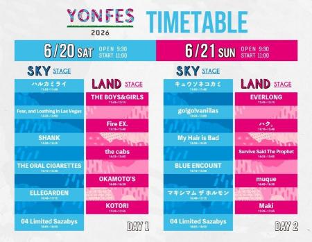 04 Limited Sazabys主催・野外フェス＜YON FES 2026＞