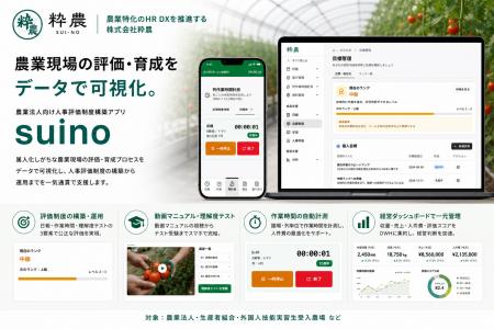 株式会社粋農、農業人事評価アプリ「suino」を正式リ