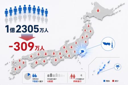2025年国勢調査速報では、日本の総人口が5年間で30...