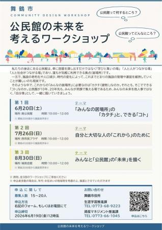 6月から全3回開催。舞鶴市が公民館の未来を描く市民対
