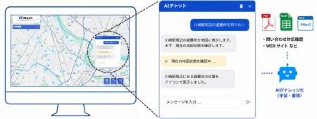 「最寄りの避難所は?」にAIが地図で回答。独自開発の 「最寄りの避難所は?」にAIが地図で回答。独自開発の