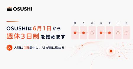 創業2期目のOSUSHI、給与据え置きの『週休3日制』を6 創業2期目のOSUSHI、給与据え置きの『週休3日制』を6