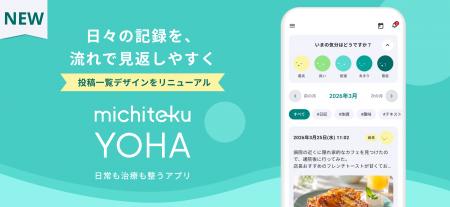 がん生活支援アプリ「michiteku YOHA（よは）」日々の