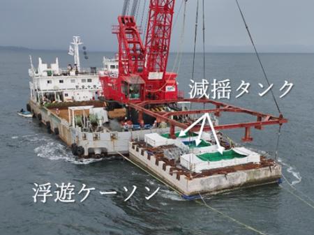自社開発した「減揺タンクによる浮遊ケーソンの動揺低