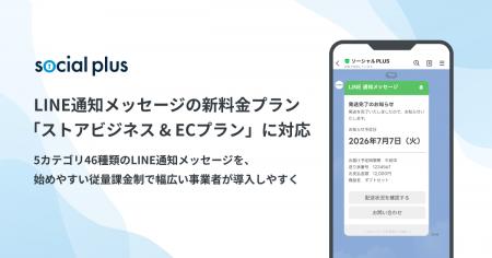 ソーシャルPLUS、LINE通知メッセージの新料金プラン「
