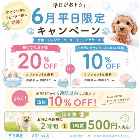 【PetsTokyo 西大井店】6月限定！平日予約キャンペー