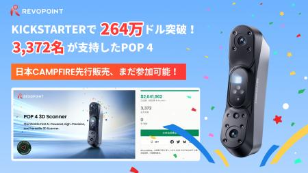 Revopoint POP 4、Kickstarterで約3億8,000万円(264 Revopoint POP 4、Kickstarterで約3億8,000万円(264