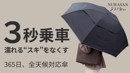 【初日440万円突破】車の乗り降りで濡れにくい傘「NUR 【初日440万円突破】車の乗り降りで濡れにくい傘「NUR