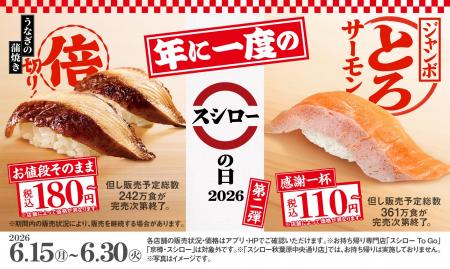 『感謝一杯。腹一杯。スシローの日2026 第二弾』開催 『感謝一杯。腹一杯。スシローの日2026 第二弾』開催