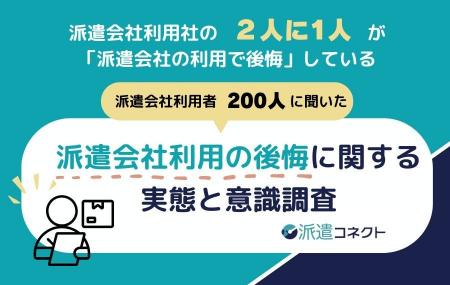 【実態調査】派遣会社利用者の「2人に1人」が後悔を経 【実態調査】派遣会社利用者の「2人に1人」が後悔を経
