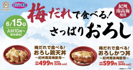 紀州産南高梅の特製だれで食べる「おろし鶏天丼」「お