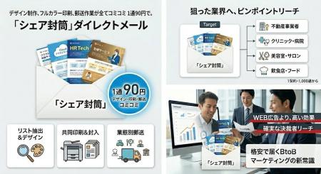郵送DMが、たった1通90円でデザインから郵送まで完結