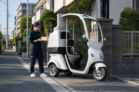 【配達・医療現場で注目】屋根付き三輪電動バイク『EV