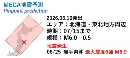 連続的中！　震度6強 岩手県沖地震も予測的中「MEGA地