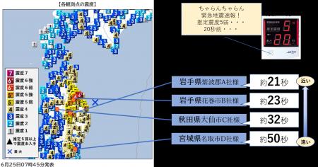 岩手県沖を震源とする最大震度6強の地震(6月25日07：3