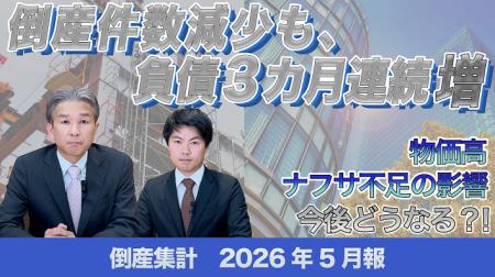 【帝国データバンクが解説】2026年5月の倒産件数減少