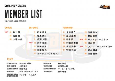 H.C.栃木日光アイスバックス 2026-2027シーズン チー