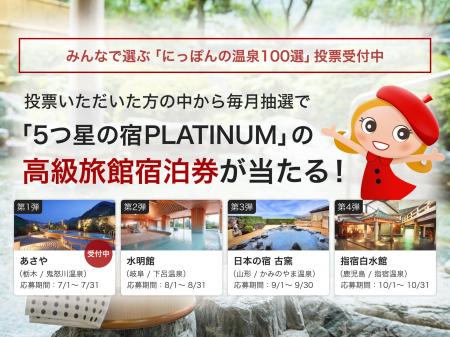 トラベルコ、みんなで選ぶ「にっぽんの温泉100選」の トラベルコ、みんなで選ぶ「にっぽんの温泉100選」の