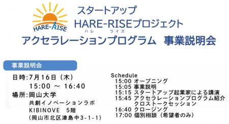 【岡山県産業振興財団】スタートアップHARE-RISEプロ