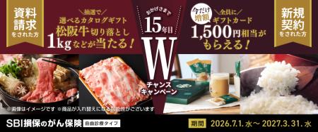SBI損保、がん保険発売15年目を記念してWチャンスキャ