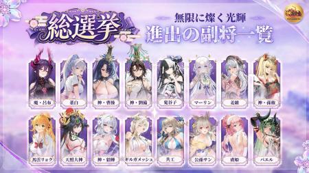 『放置少女』第六回人気キャラ総選挙の決勝ラウンドが