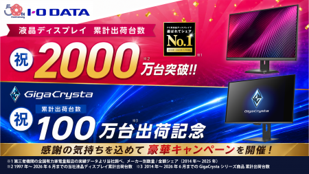 アイオーデータ、液晶ディスプレイ累計出荷2000万台突 アイオーデータ、液晶ディスプレイ累計出荷2000万台突