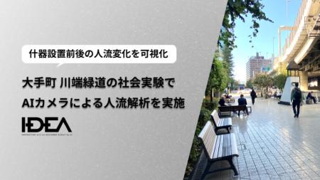 Intelligence Design、大手町川端緑道における社会実 Intelligence Design、大手町川端緑道における社会実