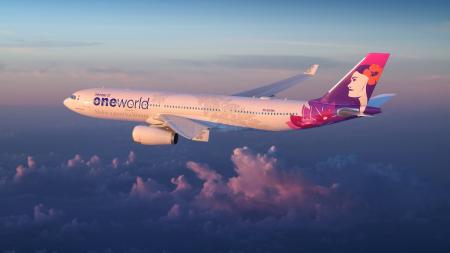 ハワイアン航空、oneworld(R)特別塗装機を公開　機体