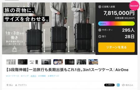 【達成率2,600%超】1台が3サイズ（S・M・L）に変わる