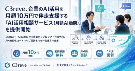 C3reve、企業のAI利活用を月額10万円でサポートする「