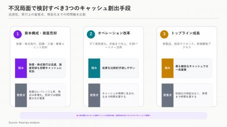 3つの手段を不況局面で比較、半導体企業に資産売却を