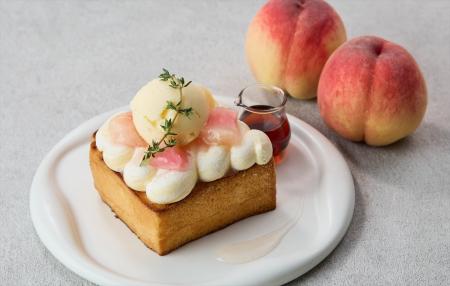 【Buttery Cafe】白桃バタートースト&桃ミルクレープ 【Buttery Cafe】白桃バタートースト&桃ミルクレープ