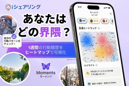 iシェアリングの新機能「モーメンツ」、1週間の行動履 iシェアリングの新機能「モーメンツ」、1週間の行動履