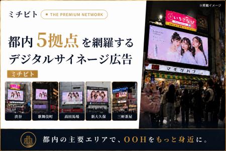 デジタルサイネージ広告【ミチビト】が、都内主要5エ