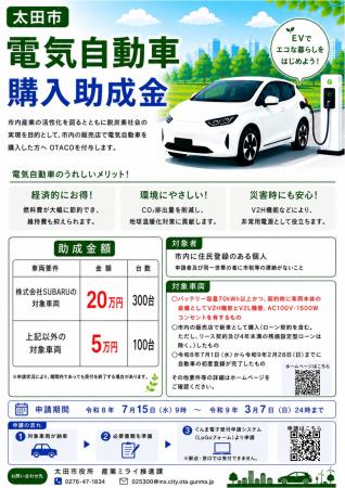 【最大20万円分】7/15～市内で購入した電気自動車への