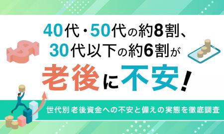 40代・50代の約8割、30代以下の約6割が老後に不安!世 40代・50代の約8割、30代以下の約6割が老後に不安!世
