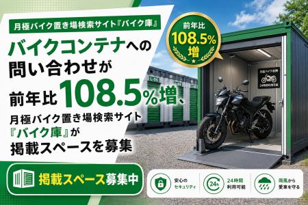 バイクコンテナへの問い合わせが前年比108.5％増、月