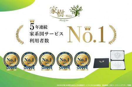 家樹株式会社が家系図サービス利用者数「5年連続 No.1